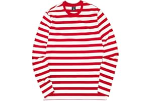Zengjo Men's Casual Cotton Spandex Striped Crewneck Long-Sleeve T-Shirt Basic Pullover Stripe tee Shirt