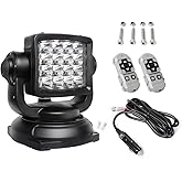 Exzeit Led Spotlight for Truck 80W Searchlight, 360&deg;Rotation Rescue Light | Boat Spotlight with Wireless Remote, SOS Function, Magnetic Base, DT Plug Wiring Kit, 12/24V