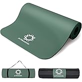 Primasole Thick Yoga Mat, 1/2-Inch Extra Thick NBR Mat with Enhanced Stability - Textured Design, Lightweight Mat with Carrying Strap & Case for Yoga, Pilates, Gym & Home Use (Dark green Colors)