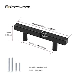 goldenwarm 10 Pack Black Cabinet Handles Matte