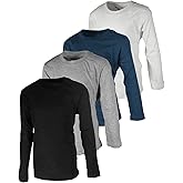 BROOKLYN VERTICAL Boys 4 Pack Long Sleeve Soft Cotton Tagless Crew Neck Tee Shirts| Sizes 2T to 18/20
