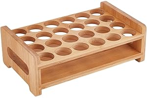 UNICRAFTALE Wooden Test Tube Rack 24-Holes Bamboo Multi-Use Cylinder Tube Display Racks Rectangle Razors Pencils Art Brushes Holder for Laboratory Home Crafting Potted Plant 9.06"x5.63"x3.15"