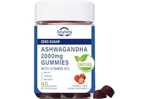Suiyilary Ashwagandha Gummies 2000mg, Ashwagandha High Strength Root Extract Supplement with Vitamin B12 for Men Women, Strawberry Flavour 45 Days Supply 90 Gummies