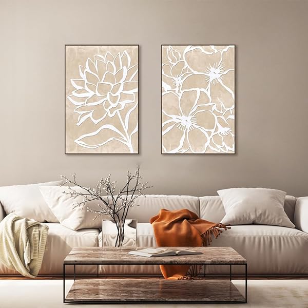 EUROPICART FRAMED FLOWERS CANVAS WALL ART, SET OF 2 WHITE FLORAL PAINTING DECOR 16 X 24 IN