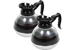 Restlrious 2-Pack Replacement Coffee Pot Compatible with Various Coffee Maker, 12-Cup Sturdy Coffee Pot with Comfortable Black Grip and Tight Fit Spout for Coffee, Tea, Milk or Any Beverage