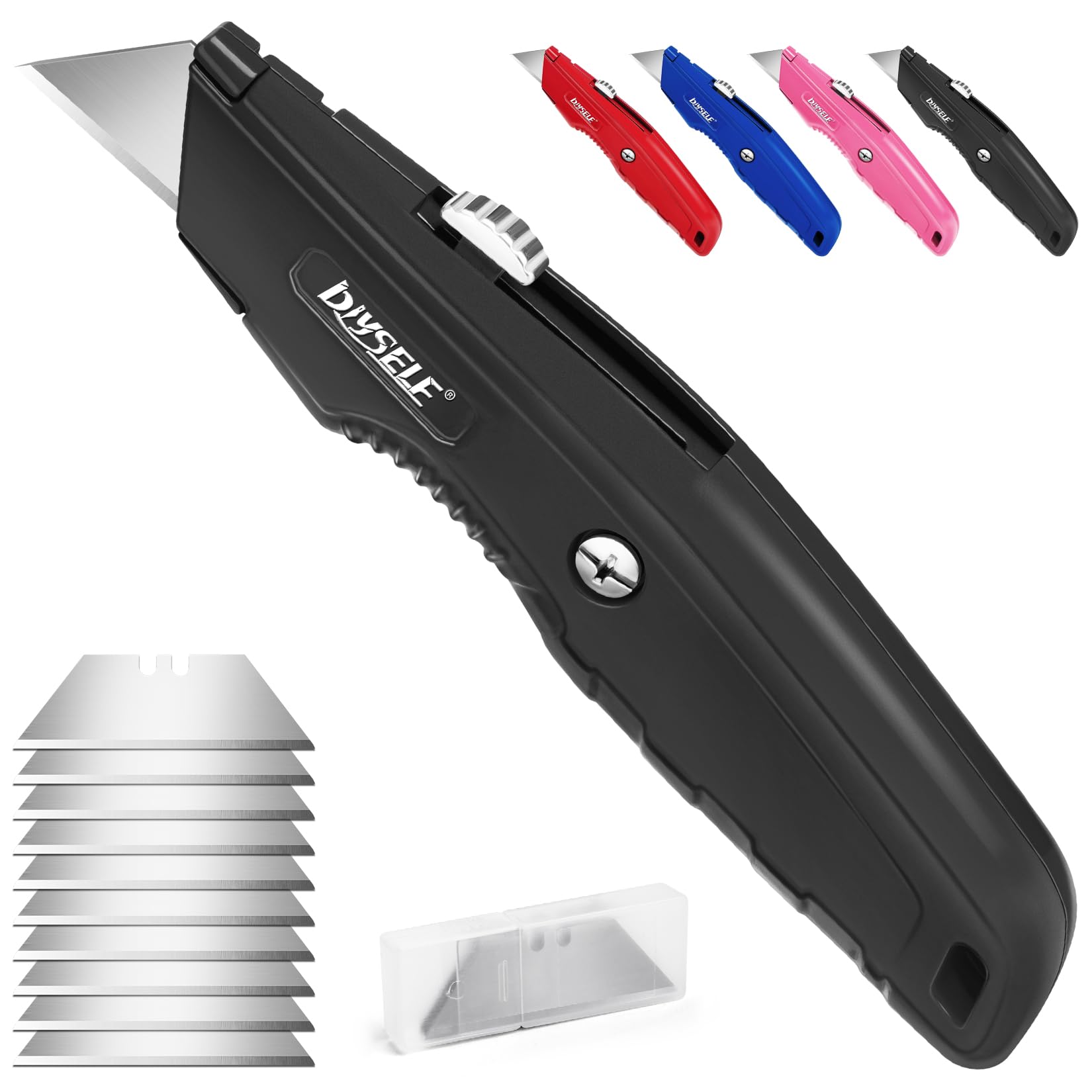DIYSELF 1 Pack Box Cutter, Utility Knife with 10 Pcs Blades, Box Cutter ...