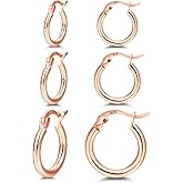 14K Gold Plated Hoop Earrings for Women, 4 Pairs Sterling Silver Post Small Hoops, Gold Huggie Earrings Set for Women Men (13mm 15mm 20mm 25mm)