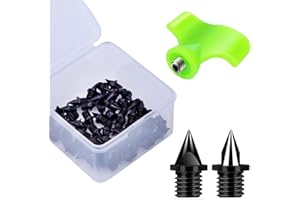 Lejof Carbon Steel Track Spikes, 50 Pcs 1/4 Inch Lighter Weight Spikes for Track, 0.47 Grams Spikes with Spike Wrench, Replacement Spikes for Track and Field Sprinting or Cross Country