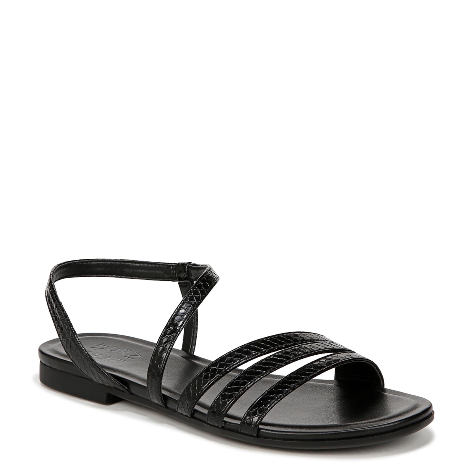 Naturalizer Womens Salma Strappy Flat Sandal Black Snake 5.5 M