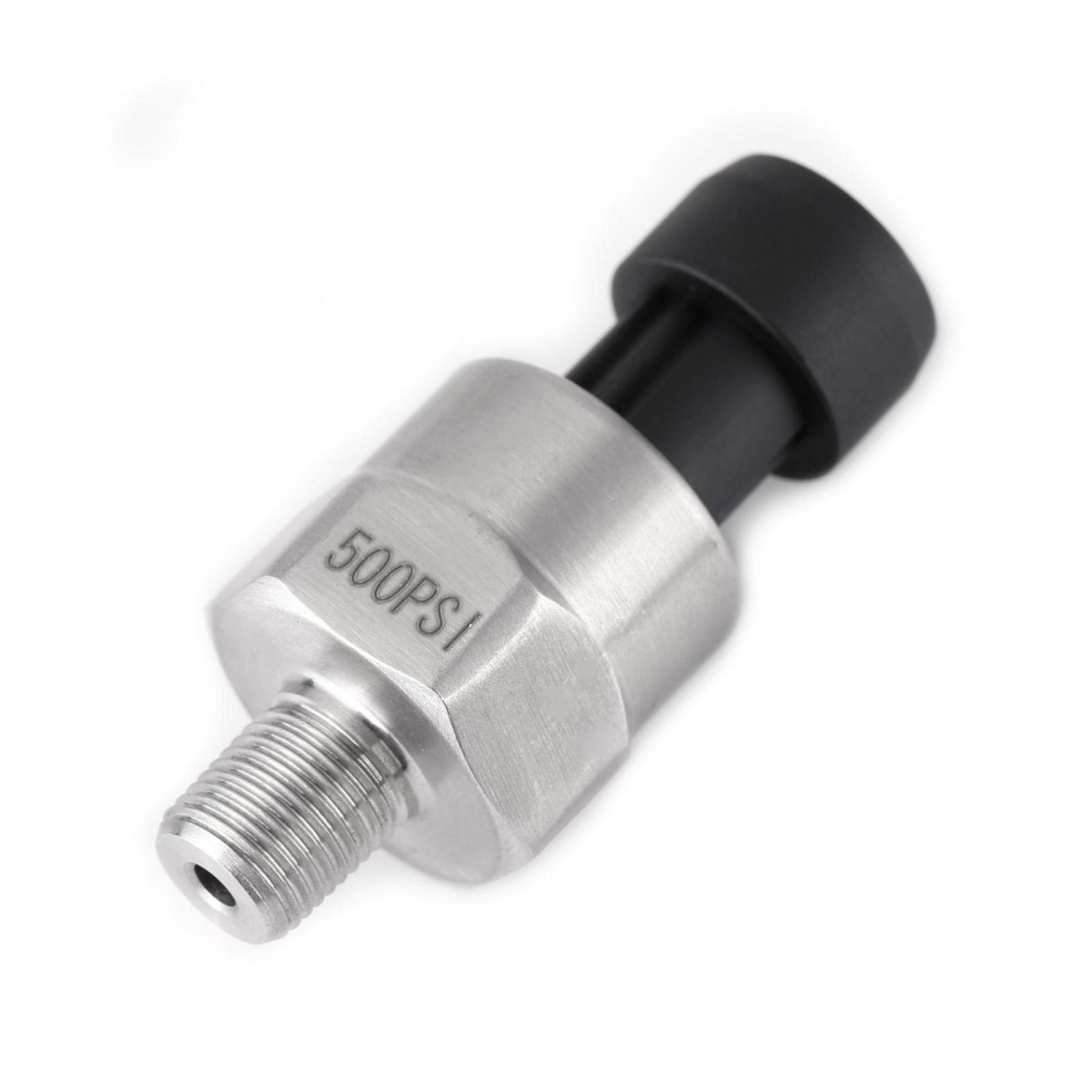 Fydun 500psi Pressure Sensor, Water Pressure Transducer Pressure Transducer Sender Sensor 1pc 1/8NPT Thread Stainless Steel for Oil Fuel Air Water (500Psi)
