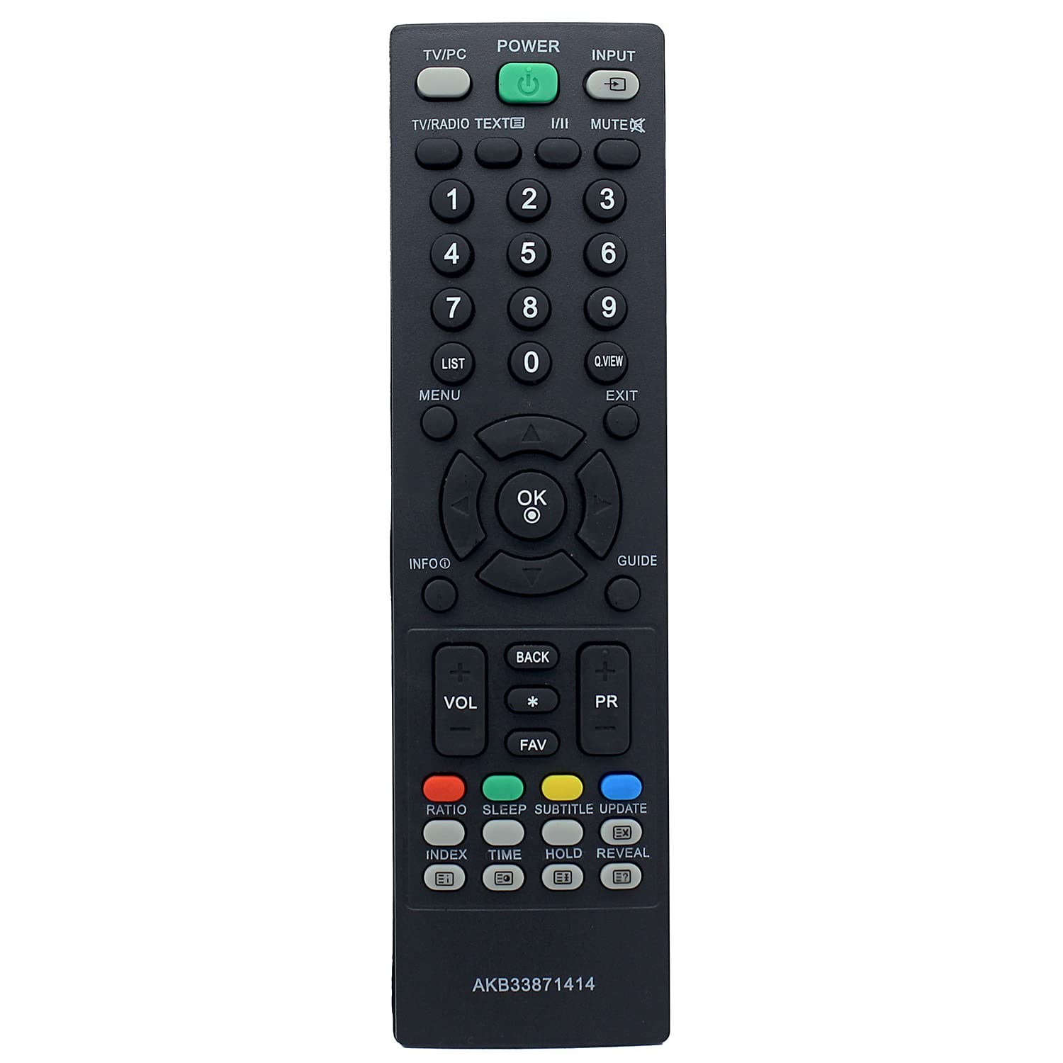 AKB33871414 Remote Control Replacement for LG TV 26LG3000-ZA 32LG3000-ZA 37LG3000-ZA 42LG3000-ZA 32LG5000-ZA 37LG5000-ZA 42LG5000-ZA 47LG5000-ZA 52LG5000-ZA 52LG5010-ZD 47LG5010-ZD 42LG5010-ZD