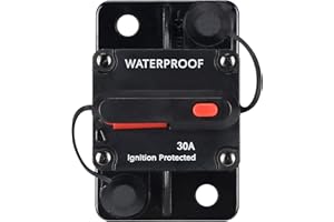 N\C 30 Amp Waterproof Circuit Breaker,with Manual Reset,12V-48V DC, for Car Marine Trolling Motors Boat ATV Manual Power Protect for Audio System Fuse