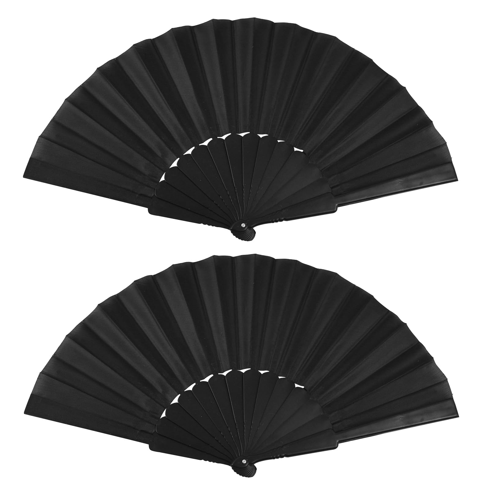Karjiaja 2 Pcs Folding Fan - Black Chinese Hand Fans for Women Dancing Cosplay Wedding Party Home Decorations