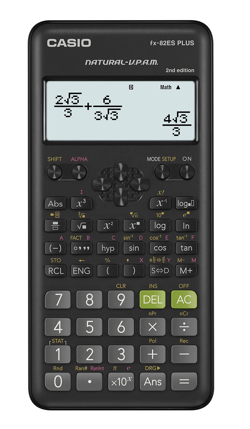 Casio FX-82ES Plus-2 Scientific Calculator, 252 Functions, 11 x 77 x 162 mm Black