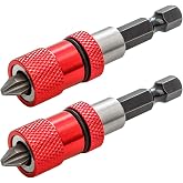 Saipe 2pcs Adjustable Screw Depth Screwdriver Bit Holder Magnetic Steel Screwdriver Drywall Bit 1/4 Inch Hex Shank with S2 Phillips 2 Screw Driver Bits