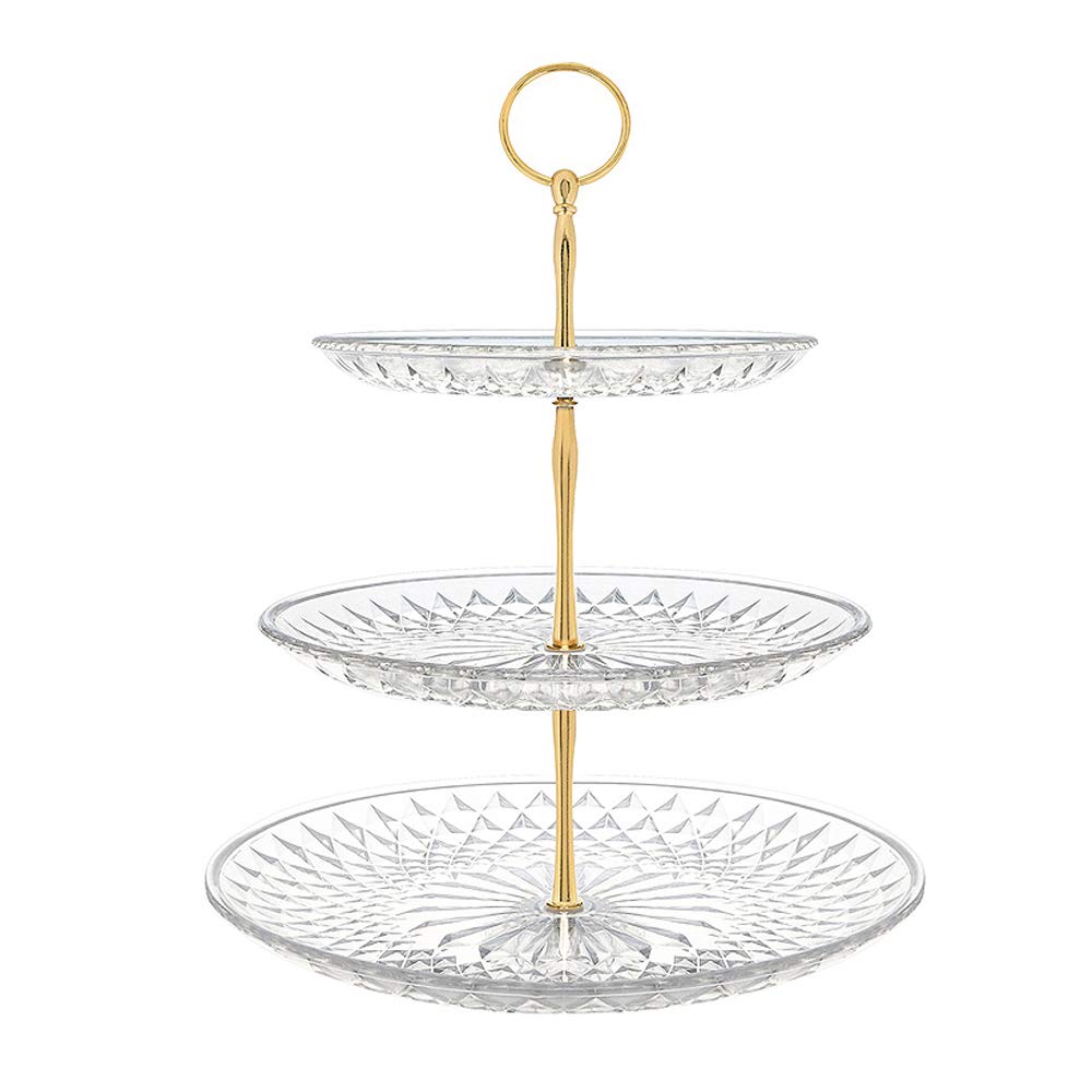 3 Tiers Cake Stand, Round Gold Cupcake Display Stand , Clear Acrylic Dessert Fruit Plates, Afternoon Tea Stands for Party Wedding Birthday