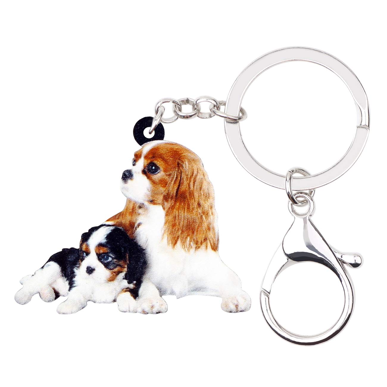 WEVENI Acrylic Cavalier King Charles Spaniel Keychain Gifts Cute Pet Dog Key Ring Ornament for Women Girls Bag Wallet Charms (Couple A)