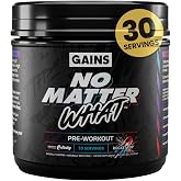 Gains in Bulk No Matter What Pre Workout Powder, Rocket Pop, 30 Servings | Paraxanthine, L-Theanine, &amp; L-Citrulline for Energy &amp; Focus, Amino Acids, for Athletes &amp; Active Lifestyles, Vegan