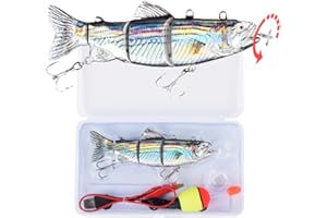 WATALURE Robotic Swimming Fishing Electric Lures 5.12" USB Rechargeable LED Light Wobbler Multi Jointed Swimbaits Hard Lures Fishing Tackle