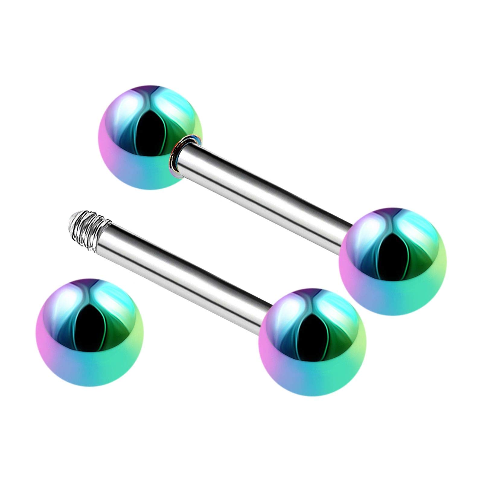 KJM FASHION 14 Gauge 4mm Stainless Steel Cartilage Piercing Cartilage Eyebrow Piercing Jewelry (2 Pack) See More Sizes, Stainless Steel, Steel