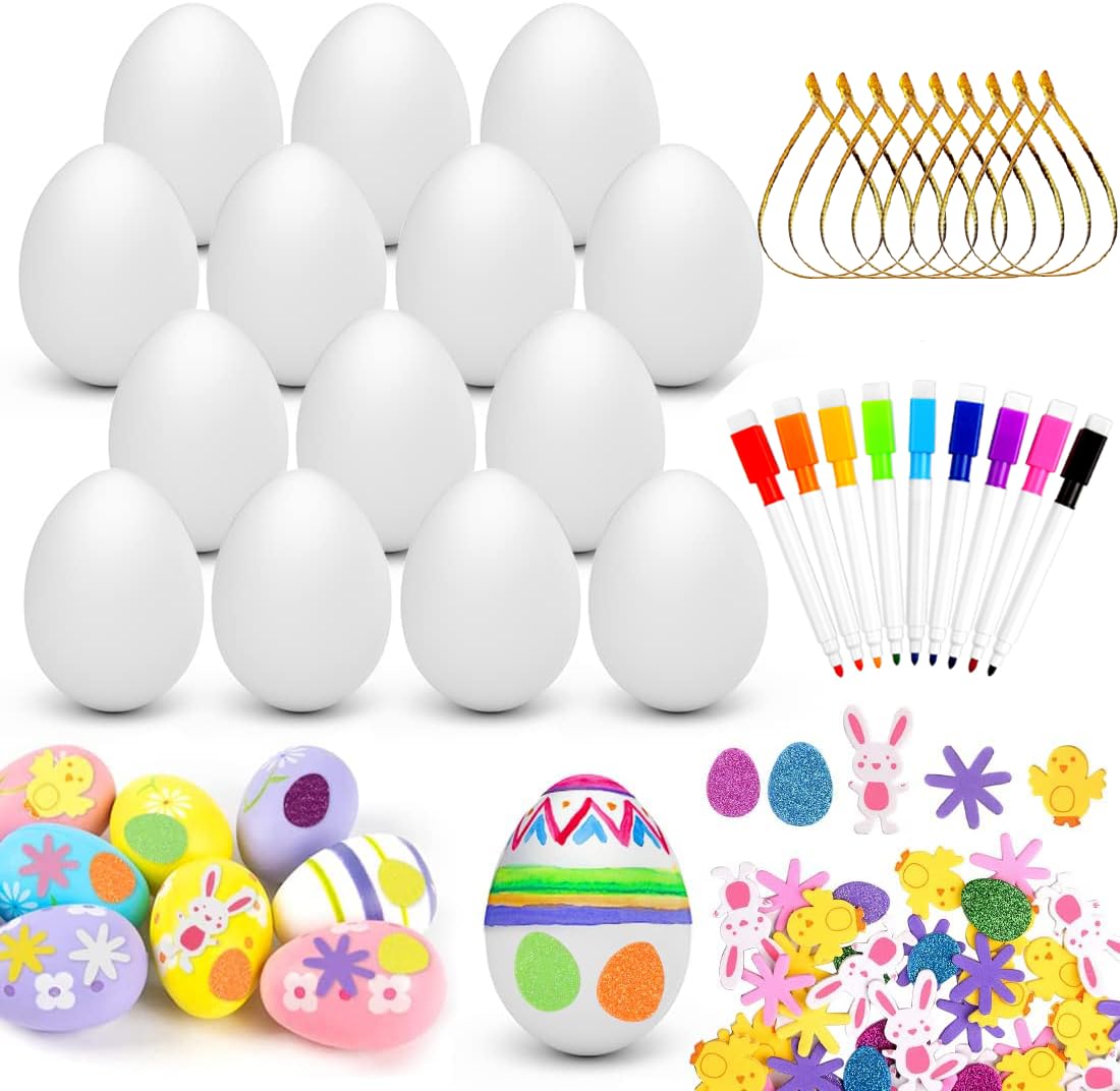 SULOLI Easter Crafts for Kids,109PCS Easter Egg Decorations Kit Plastic Easter Eggs Easter Arts and Crafts Kids