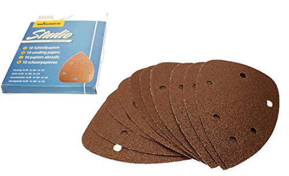 Wagner 2384218 Studio Sanding Sheets, 10 pcs 3x80 / 3x100 / 4x120 grit Paper