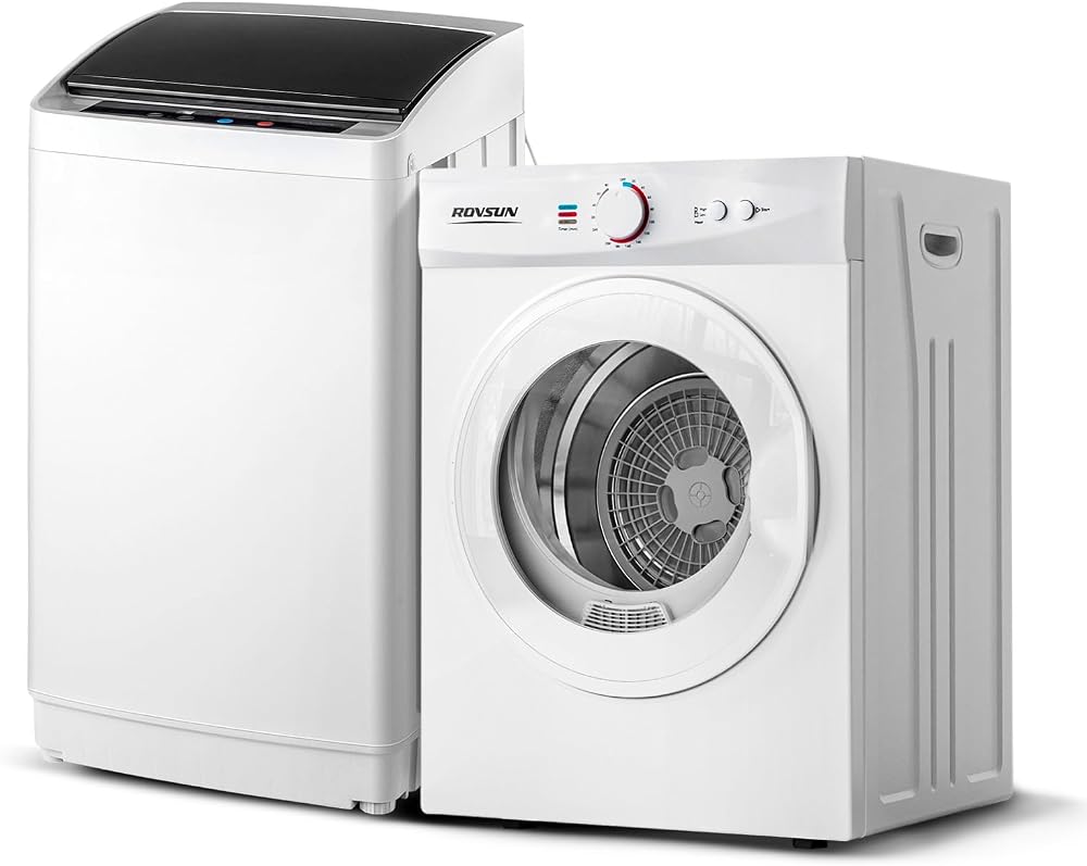 ROVSUN 1.8CuFt Portable Clothes Dryer and 17.8LBS Full-Automatic Washing Machine Set, Compact Laundry Washer and Dryer Combo