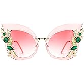 Slocyclub Jeweled Sunglasses, Funky Butterfly Shaped Sunglasses, Oversized Rhinestone Sunglasses for Women