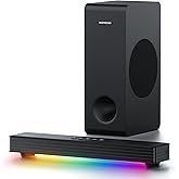 Sound Bar with Subwoofer for TV Computer Speakers for Desktop PC MEREDO 3.1CH Soundbar Surround Sound System Small Gaming RGB