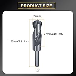 HARFINGTON 27mm Drill Bit 1/2" Reduced Shank Round