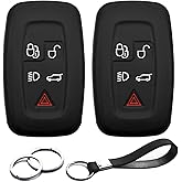 INFIPAR 2pcs Compatible with Land Rover LR4 Range Rover Range Rover Evoque Sport Velar Smart 5 Buttons Key Fob Cover Case Key Chain Protector Keyless Remote Holder