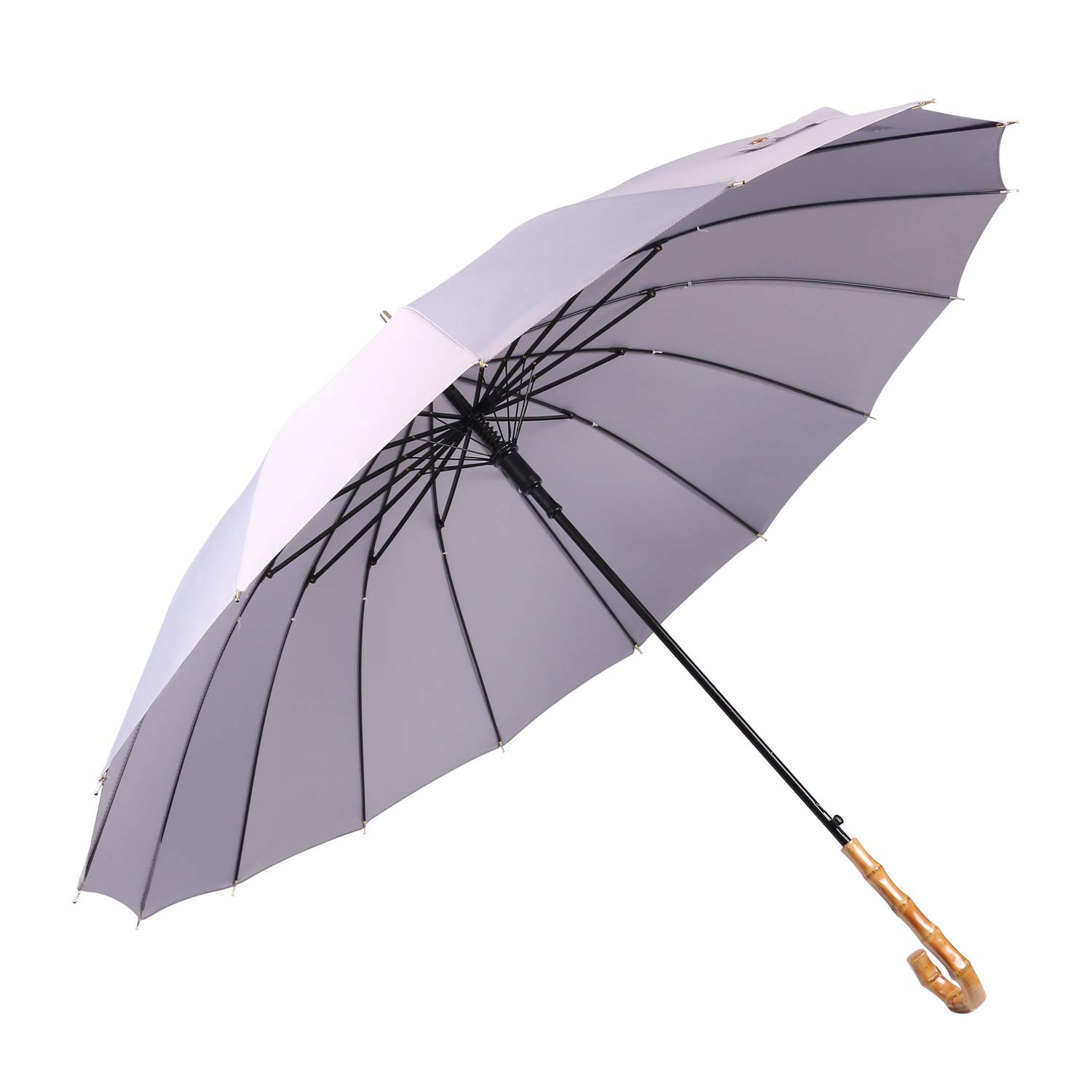 ThreeH Bamboo Stick Umbrella Auto Open Solid Color