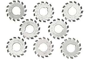 8PCS NO.1-NO.8 DP24 DP22 DP20 DP18 DP16 DP14 DP12 DP10 DP8 Modulus PA14.5 Degrees HSS Gear Milling Cutter Cutting Tools(DP12 