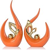 Orange Gold Home Decor Accent,Abstract Ceramic Statue and Sculptures for Living Room,Mid Century Modern Decor for Desktop Bookshelf tv Stand Fireplace Coffee Table Centerpieces Decorations