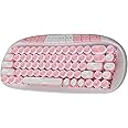 RK ROYAL KLUDGE RK838 Wireless Mechanical Keyboard, 65% Layout Hot Swappable Gaming Keybaord, Retro Typewriter Keyboard RGB Backlit, Bluetooth/Type-C/2.4G for Win/Mac(Pink)