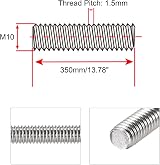 HIPICCO M10 x 350mm Threaded Rod M10 1.5mm Pitch 304 Stainless Steel 2 Pack view 2
