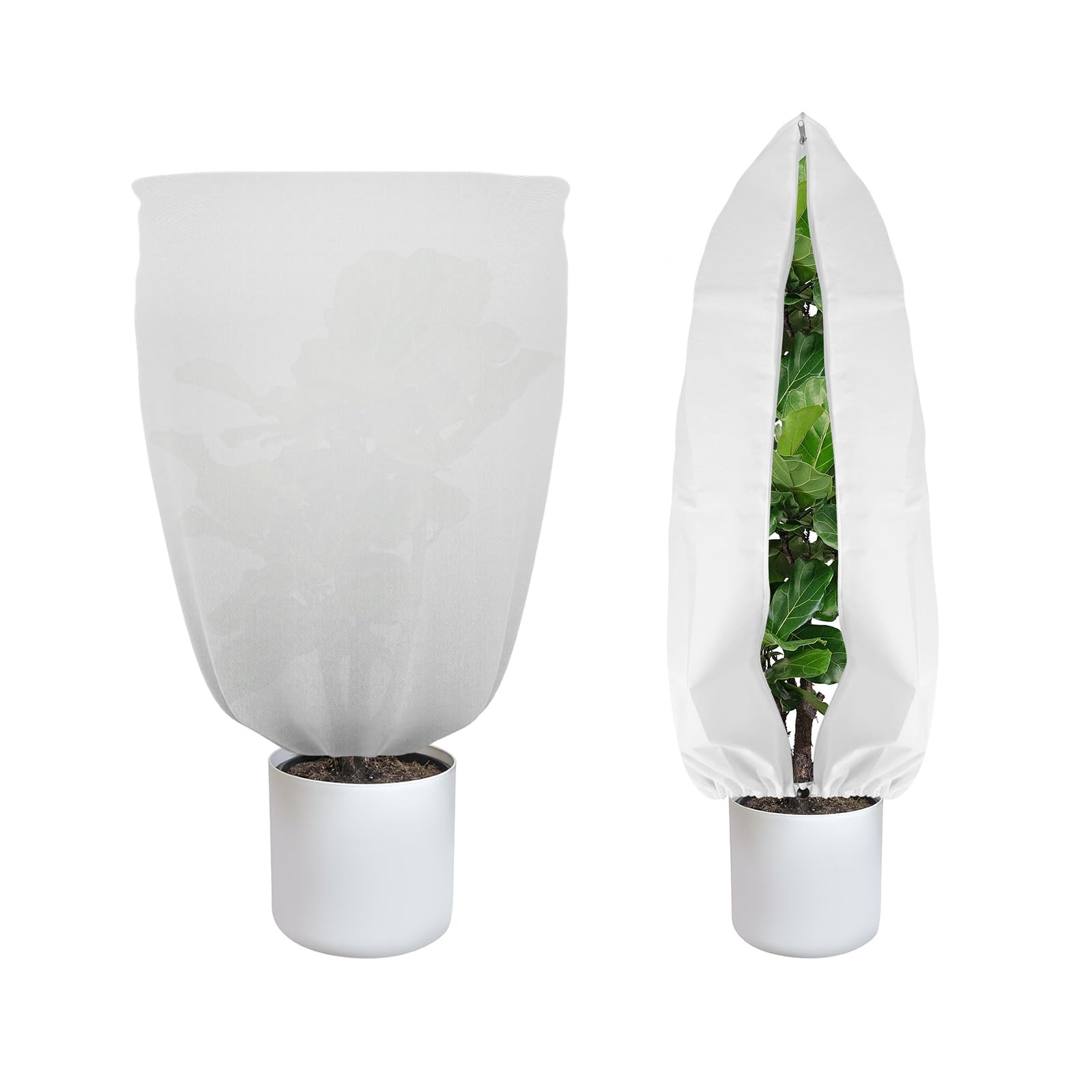 DingGreat 2Pcs Plant Frost Protection Bags, 120x180CM Winter Garden Fleece for Plants Protection Frost Convenient Zip and Drawstring Design, Mini Greenhouse Growing Tent Breathable Non-Woven Fabric