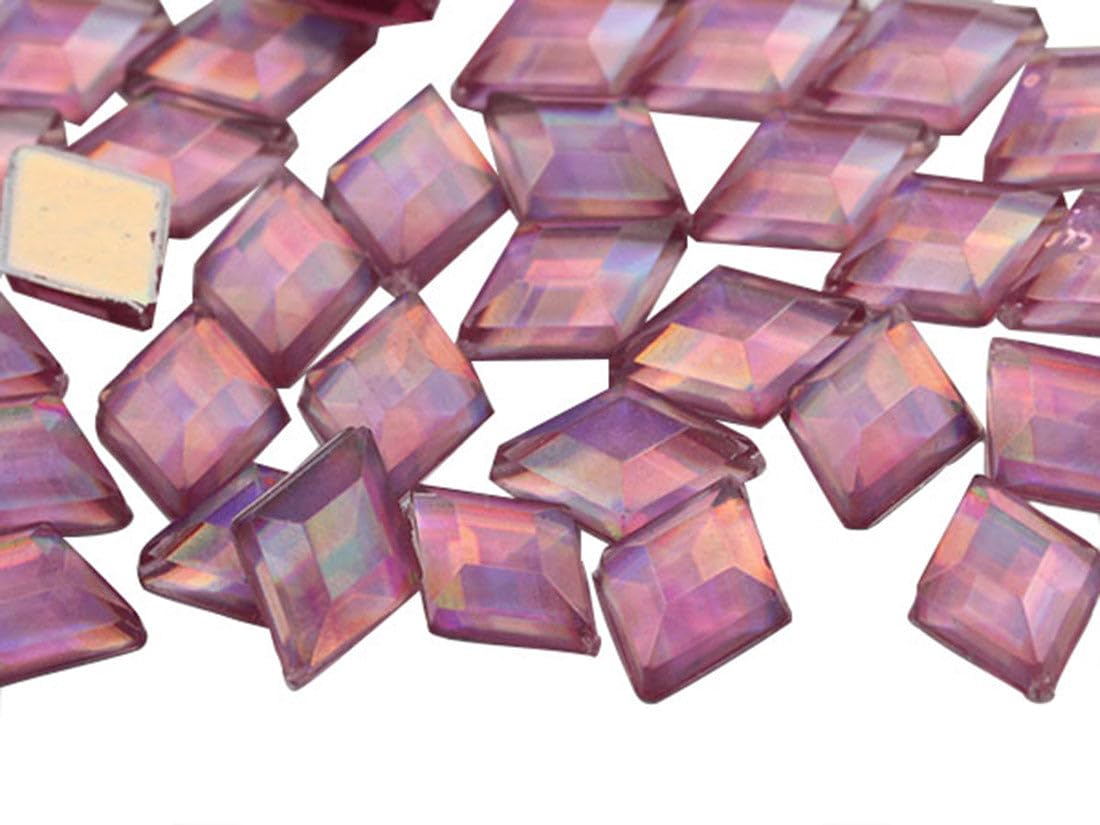 Allstarco 10x7mm Pink Rose AB Flat Back Diamond Acrylic Rhinestones Plastic Gems for Jewelry Making Costume Jewels Cosplay Embelishments - 100 Pieces