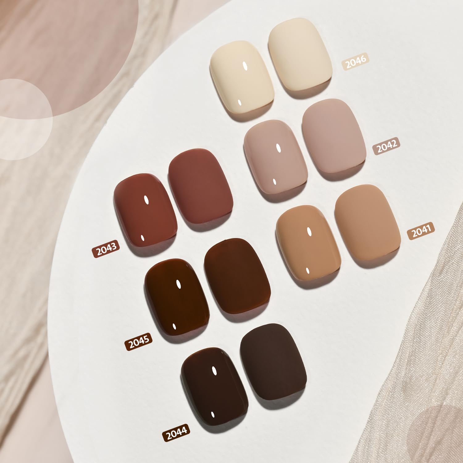 GAOY Nude Brown Fall Gel Nail Polish Set, 6 Colors White Beige Dark Tan Taupe Soak Off UV Light Cure Gel Polish Kit for Salon and Nail Art DIY at Home - Image 2