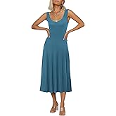 Urban CoCo Women's Summer Casual Sleeveless Flared Midi Dress Swing T-Shirt Dresses with Pockets