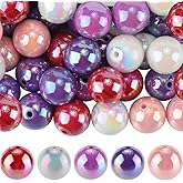 SOFPLATE 50Pcs 5 Colors Acrylic Round Beads 20mm Chunky Beads Bulk Mothers Day AB Color Ball Bubblegum Colorful Craft Smooth Opaque Spacer Loose Bead for Jewelry Making Bracelets Necklaces DIY Crafts
