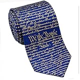 Josh Bach Mens Constitution of United States Silk Necktie Blue Gold, Made in USA