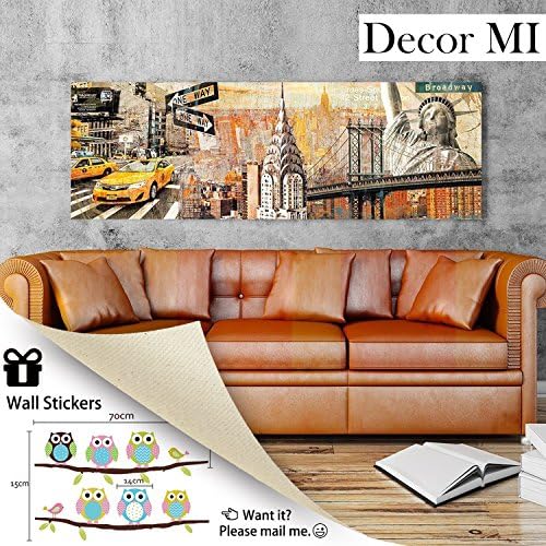 Wall Art Framed on Wood Canvas Print Paris Sunkissed Manhattan NYC Eiffel Tower College Style Art TOP DecorArt 16"x47"