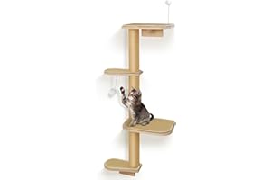 Cat Wall Shelves & Climber for Kittens – 4-Level Wall Mounted Cat Tree with Natural Sisal Pads, Adjustable Tower for Indoor C