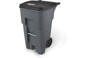 Rubbermaid Commercial Products BRUTE Rollout Plastic Trash/Garbage Can/Bin with Wheels 65 Gal for Restaurants/Hospitals/Offices/Back of House/Warehouses/Home