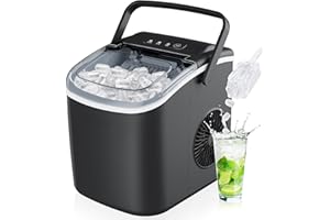 ICEVIVAL Countertop Ice Maker with Handle, 26lbs in 24Hrs, 9 Ice Ready in 6 Mins, Self-Cleaning, Portable Ice Maker Machine with 1.3lbs Basket and Scoop for Home/Kitchen/Camping/RV/Dorm. (Black)