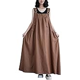 Anzber Women's Denim Jumper Dress Loose Baggy Maxi Adjustable Strap Wide Hem Oversize Long Jean Overalls