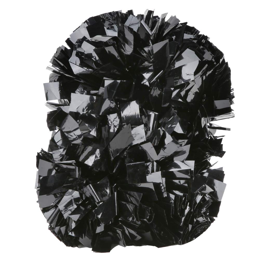 01 02 015 Pom Poms, Cheerleading Pom Poms Soft Plastic Double Headed Black for Ball Game