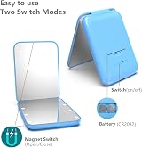 Kintion Pocket Mirror 1X 3X Magnification LED Compact Travel Mirror Blue view 3
