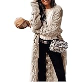ZIWOCH Women's Long Cardigan Coats Cable Knit Casual Open Front Long Sleeve Loose Sweater with Pockets